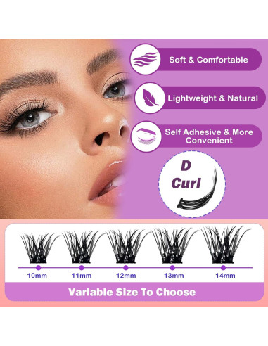 Pestañas Autoadhesivas Fabloss 80 Pcs Racimos Reutilizables