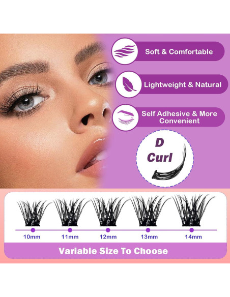 Pestañas Autoadhesivas Fabloss 80 Pcs Racimos Reutilizables