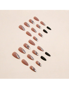 Uñas Postizas Almendra Nude TOGZOM 24 Pcs con Gelatina 2