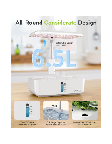 Sistema Hidropónico URUQ 12 Cápsulas Jardín Interior Blanco