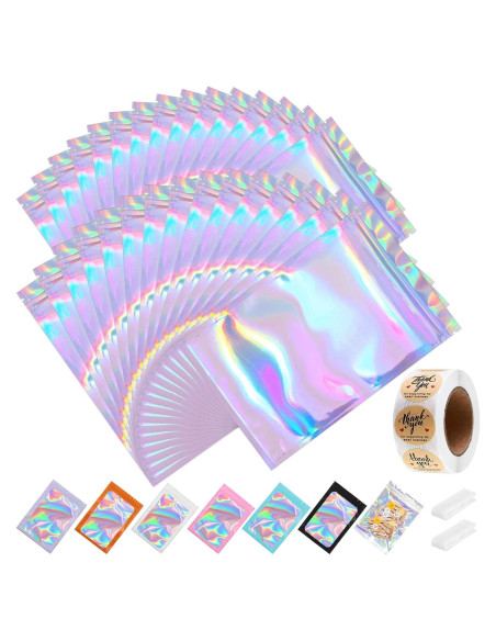 200 Bolsas Mylar Holográficas 10x15 cm Resellables Lucpur