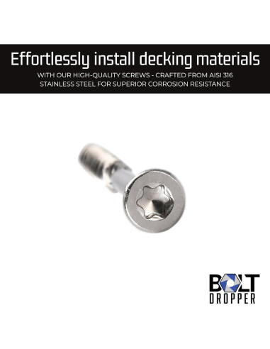Tornillos para Deck Bolt Dropper Acero Inoxidable 6.35 cm (350 Pzas)