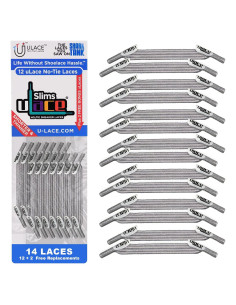 Cintas Elásticas Sin Nudos uLace Slims - Gris Claro - 14 Unidades