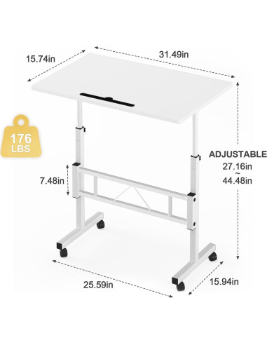 Escritorio de Pie Ajustable Autex AT-SD-Blanco 80x40 cm