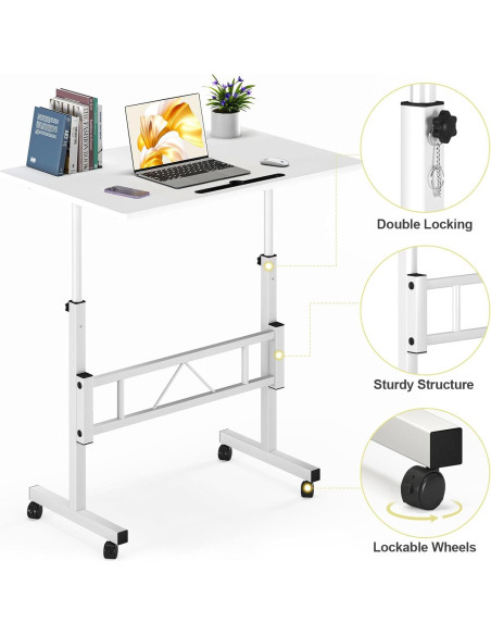 Escritorio de Pie Ajustable Autex AT-SD-Blanco 80x40 cm