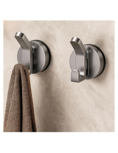 Gancho Doble Ventosa UKKA HOME Gris 2 Unidades para Ducha y Cocina