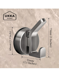 Gancho Doble Ventosa UKKA HOME Gris 2 Unidades para Ducha y Cocina 2