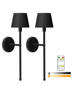 Juego de apliques de pared inalámbricos Jaenmsa 2 luces LED