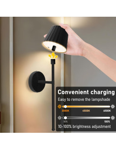 Juego de apliques de pared inalámbricos Jaenmsa 2 luces LED 2