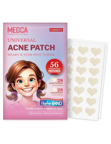 Parches Hidrocoloides para Acné MEDca - 56 Parches en Corazones y Estrellas