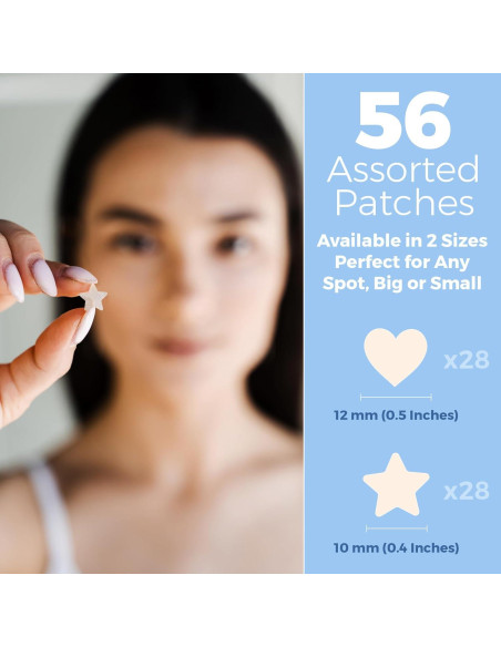 Parches Hidrocoloides para Acné MEDca - 56 Parches en Corazones y Estrellas