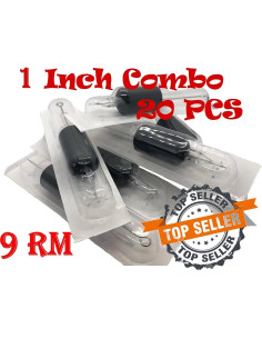 Tatmax 20PCS Agujas y Tubos de Tatuaje Desechables 25mm 2