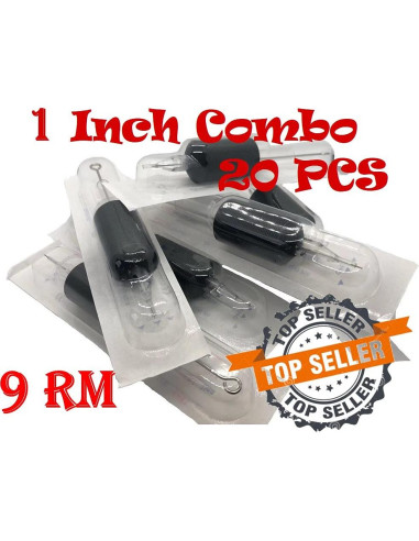 Tatmax 20PCS Agujas y Tubos de Tatuaje Desechables 25mm