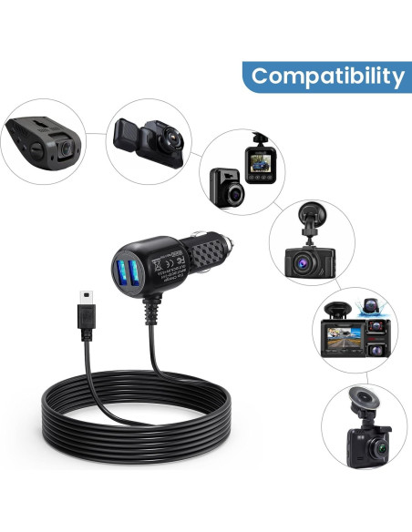 Cable de Alimentación USB para Cámara de Tablero YEAOI 3.35m