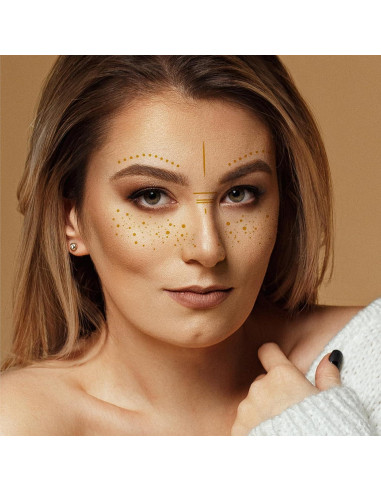 Tatuajes Temporales Metálicos Briyhose Estrella Luna Dorada 6 Hojas