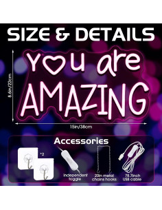 Letrero de Luz de Neón LED Rosa Retisee Eres Increíble 38x22cm 2