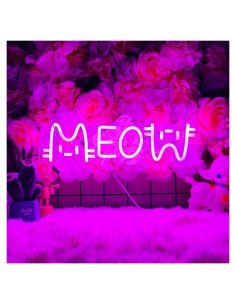 Letrero Neón Rosa Gato IMEGINA LED 39.9 x 12 cm Decoración