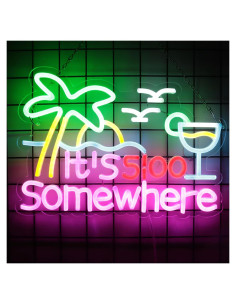 Señal de Neón KODGGHK 'Sonrisas de 5:00 en Algún Lugar' 37.8x26.9cm