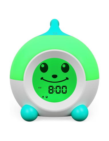 Reloj Despertador Infantil iHoo Verde con Luz Nocturna