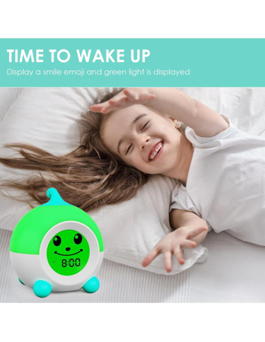 Reloj Despertador Infantil iHoo Verde con Luz Nocturna