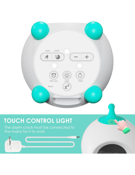 Reloj Despertador Infantil iHoo Verde con Luz Nocturna