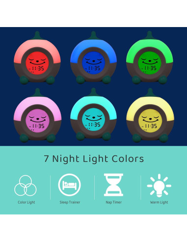 Reloj Despertador Infantil iHoo Verde con Luz Nocturna