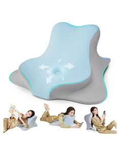 Almohada de Lectura Ergonómica WOGAHEV - Espuma Viscoelástica Azul