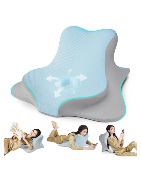 Almohada de Lectura Ergonómica WOGAHEV - Espuma Viscoelástica Azul