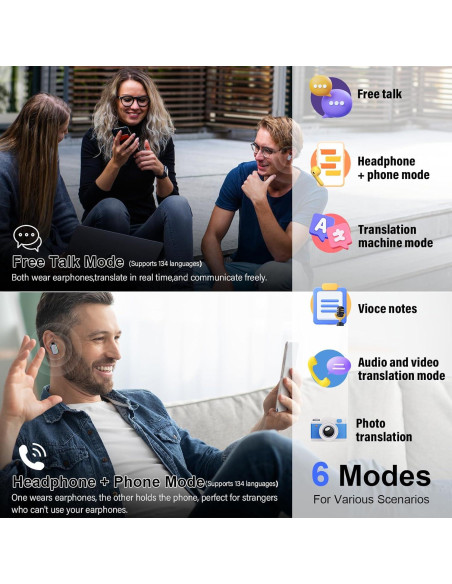 Auriculares Traductores AI Conyat H63 Bluetooth 5.4 Negro