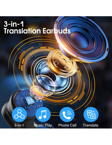 Auriculares Traductores AI Conyat H63 Bluetooth 5.4 Negro