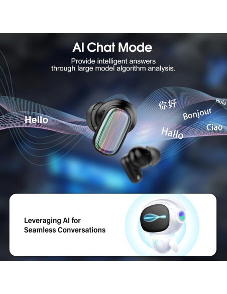 Auriculares Traductores AI Conyat H63 Bluetooth 5.4 Negro
