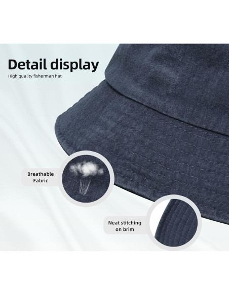 Sombrero de Cubo Unisex KCNSEZA Algodón Lavado Azul Marino Sombrero de Cubo Unisex KCNSEZA Algodón Lavado Azul Marino