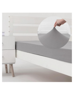 Sábana Ajustable N&Y HOME Cama Individual Jersey Gris Claro