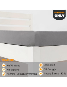 Sábana Ajustable N&Y HOME Cama Individual Jersey Gris Claro 2