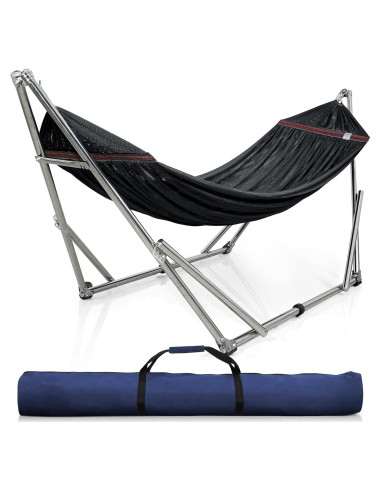 Soporte de Hamaca Tranquillo Ajustable 295 kg Negro Plegable