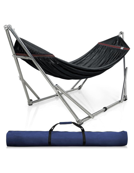 Soporte de Hamaca Tranquillo Ajustable 295 kg Negro Plegable Soporte de Hamaca Tranquillo Ajustable 295 kg Negro Plegable