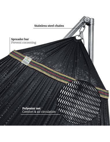Soporte de Hamaca Tranquillo Ajustable 295 kg Negro Plegable