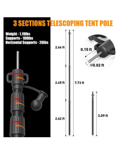 Postes de Lona Telescópicos WILDROAD 2.34 m Aluminio x4 2