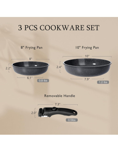 Juego de Sartenes de Cerámica GiPP 3 Piezas Antiadherentes
