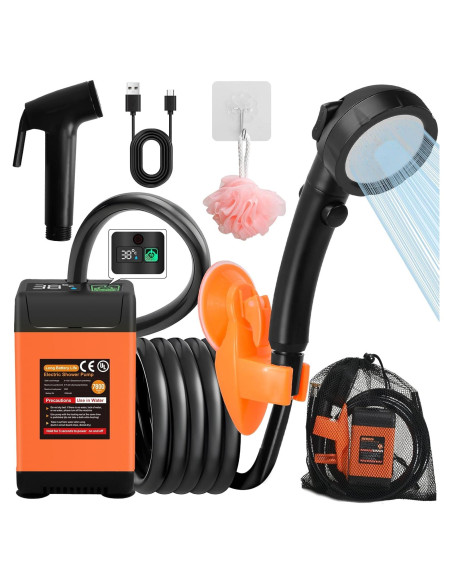 Ducha Portátil Luxsego 7800mAh Recargable con Pantalla LED Ducha Portátil Luxsego 7800mAh Recargable con Pantalla LED