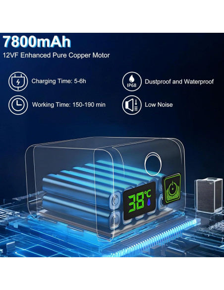 Ducha Portátil Luxsego 7800mAh Recargable con Pantalla LED Ducha Portátil Luxsego 7800mAh Recargable con Pantalla LED