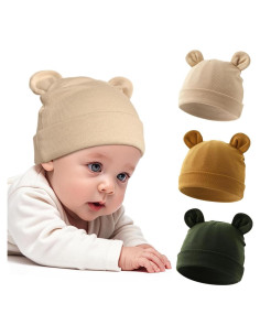 Gorros de Algodón para Bebés ZURLEFY Unisex con Oídos de Oso