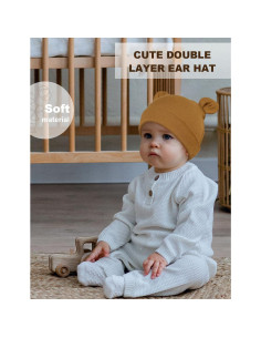 Gorros de Algodón para Bebés ZURLEFY Unisex con Oídos de Oso 2