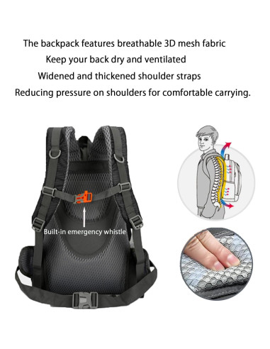 Mochila de Senderismo 35L Negra Ergonomica Unisex