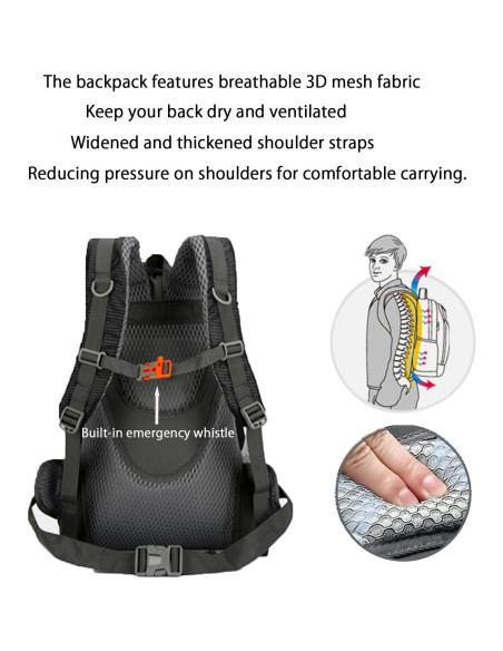 Mochila de Senderismo 35L Negra Ergonomica Unisex