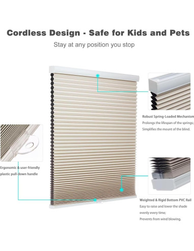 Cortina Celular Blackout MYshade 40.6x91.4 cm Beige Sin Cuerda