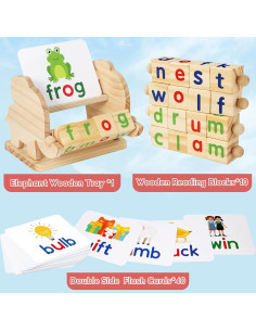 Juguetes Educativos Montessori ShyLizard - Bloques de Lectura de Madera 2