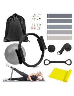 HASHMUST Kit de Anillo de Pilates 12 PCS para Entrenamiento en Casa