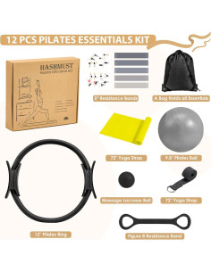 HASHMUST Kit de Anillo de Pilates 12 PCS para Entrenamiento en Casa 2