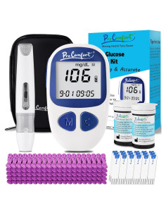 Kit de Monitor de Glucosa Pro Comfort con 100 Tiras y Lancetas